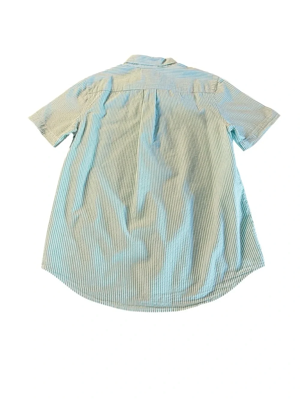 Ralph Lauren Green & White Striped Short-Sleeve Button-Down Shirt Boys SZ 14-16